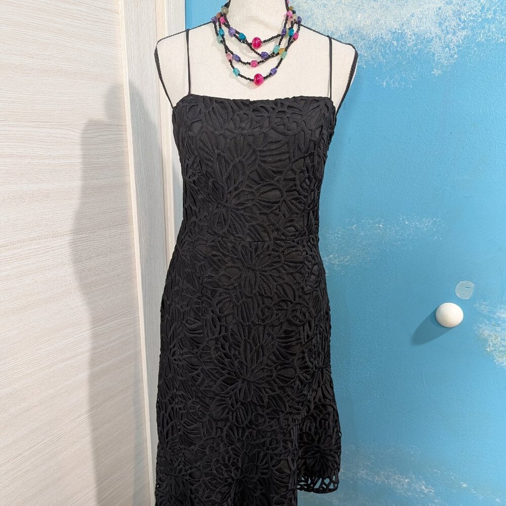 Milly Elegant Black Lace Strapless Dress, size 4.
